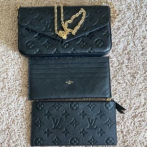 *** SOLD *** Louis Vuitton Pochette Felicie Black Empreinte Gold Hardware Exc